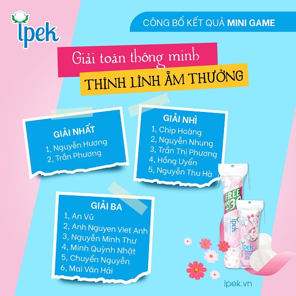 CÔNG BỐ KẾT QUẢ MINI GAME “GIẢI TOÁN THÔNG MINH – THÌNH LÌNH ẴM THƯỞNG” 1